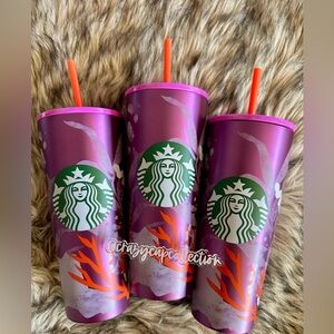 Starbucks Vibrant Purple Tumblers with Orange Straws $30 each with tag no flaws